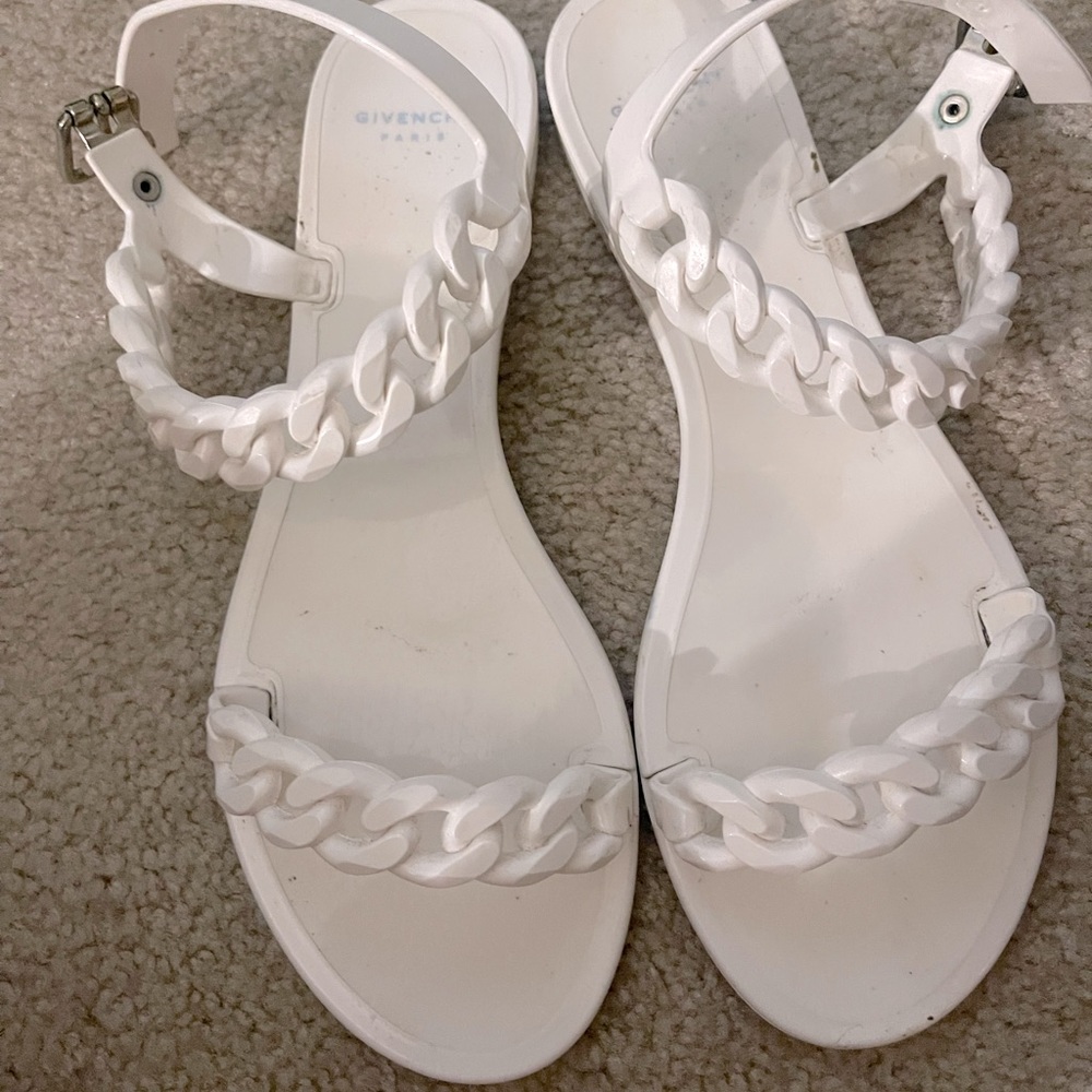White Givenchy Chain Sandals